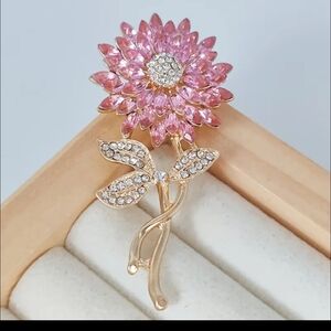 Elegant Cranberry Pink Flower Brooch